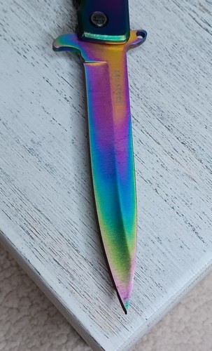 Sog Flash Tanto Flipper Open Plain Edge Assisted Open Pocket Knife Rainbow 440 - Picture 11 of 24