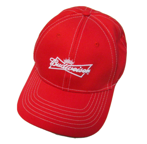Chapeau casquette de baseball rouge homme Budweiser (réglable adulte) brasserie bière 100 % coton - Photo 1/3