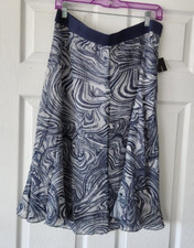  69 NWT Alfani Blue Womens Abstract Print Overlay A-Line Skirt Size L Large