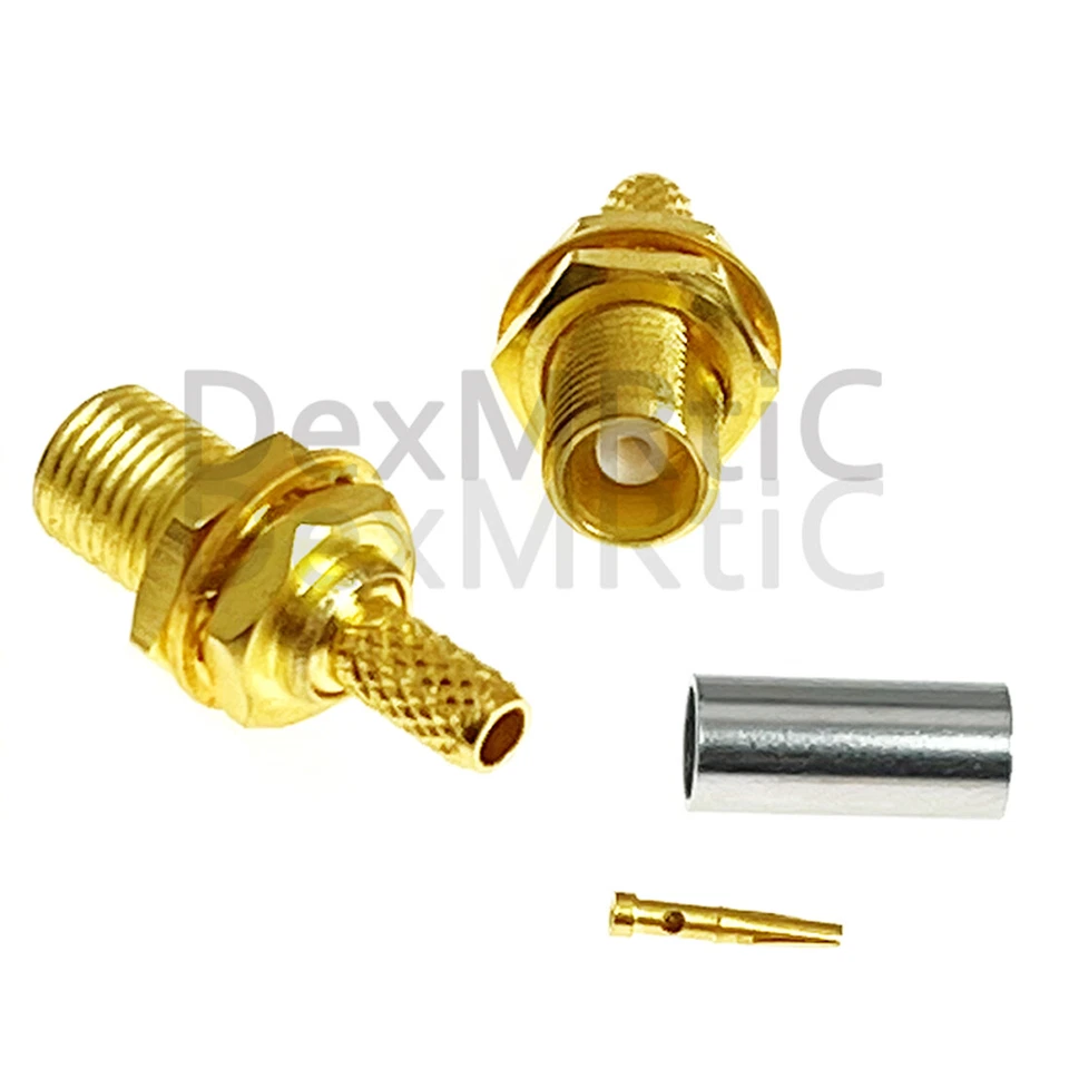 1PC MCX female nut bulkhead connector  crimp for RG316 RG174 cable goldplated  - Image 2 of 4