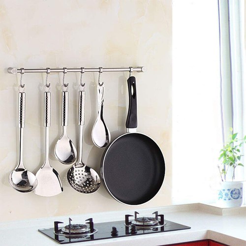 Wall Mounted Utensil Holder Under Cabinet Hooks Hanger Kitchen Organise 400MM PR - Picture 10 of 12
