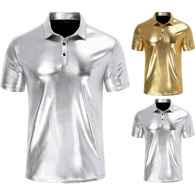 Spitze T -Shirt Bronz -Hemd Urlaub Herren Kurzarm Leichte Dehnung Mode