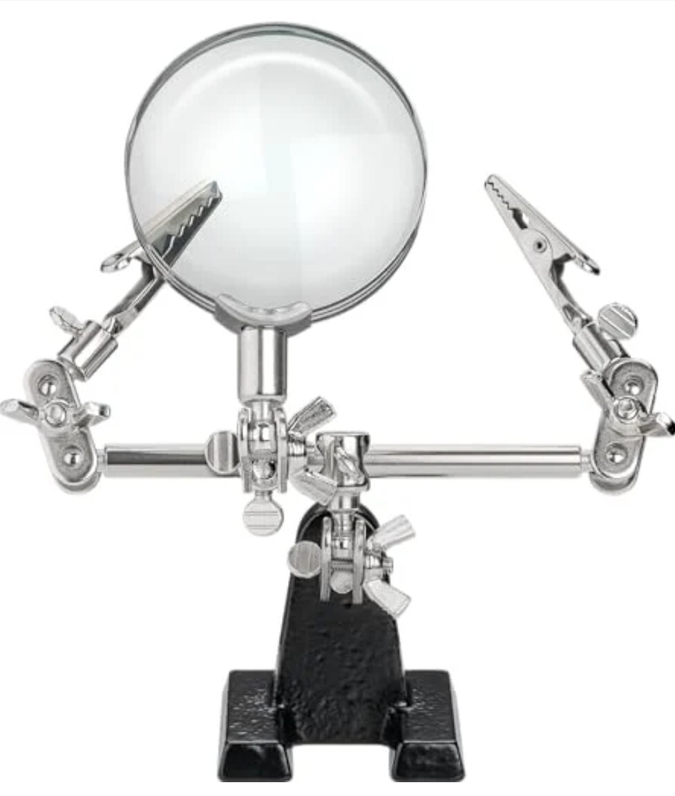 goobay Third Hand Soldering Support With Magnifier Glass Station Stand Holder