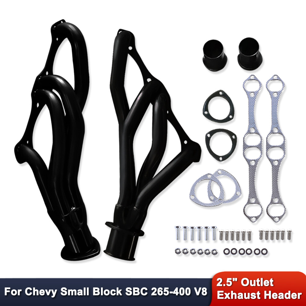 For Chevy SBC 265 305 400 V8 A F G Body Black Painted Mid Length Exhaust Headers eBay