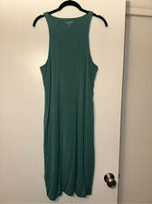 J. Crew Womens Form Knit Tank Top Dress Teal Green Size Large EUC
