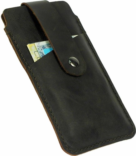 HANDCRAFTED SLEEVE WITH CARD POCKET GENUINE LEATHER CASE COVER FOR MOBILE PHONE - Picture 12 of 12