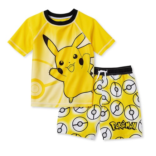 New Boys Pokemon Rashguard & Trunks Swim Set 5/6 7 8/10 12/14 - Picture 1 of 2