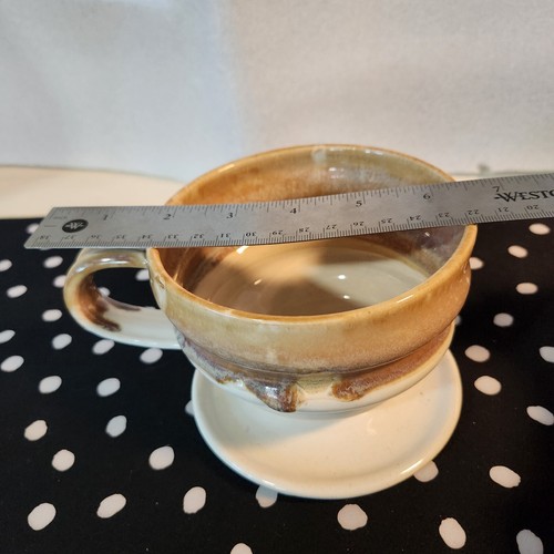 Ceramic Pottery Fired Glaze Single Cup Pour Over Coffee Dripper Brown Cream - Picture 7 of 8