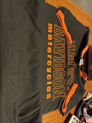 harley davidson kids size L 12/14 black and orange - Picture 4 of 6