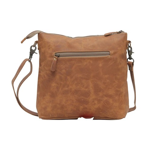 Borsa a tracolla Lochmara in pelle - pelle goffrata turchese - tasca con zip sul retro - Foto 3 di 6