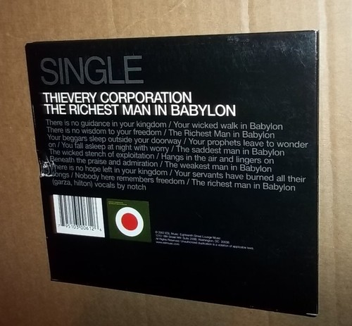 The Thievery Corporation The Richest Man In Babylon cd single ESL 2002 - Picture 3 of 3
