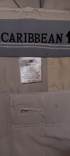 Caribbean Joe Shorts Size 38 Waist Chino Beige Flat Front *NICE * - Picture 4 of 4