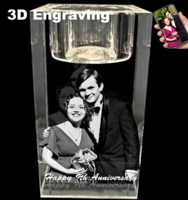 Personalized Gifts 2D/ 3D Crystal Photo Candlestick Custom Picture Anniversary