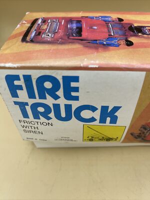 Camion De Pompier Tin Toy Friction - Échelle 1/18 - Années 70 - Pièces Manquantes