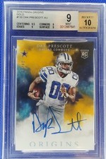 DAK PRESCOTT 2016 PANINI ORIGINS RC #130 BGS 9 AUTO 10 GOLD 4/10 DALLAS COWBOYS 