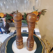 Vintage Wooden Salt Shaker  Pepper Mill Grinder MCM Japan 10  Farmhouse Decor