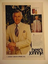 1978 Here's Johnny! JOHNNY CARSON APPAREL vintage print ad