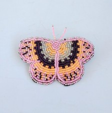 Seed Bead Butterfly Hair Pin Barrette Hair Clip Brooch Metal Snap Huichol Art