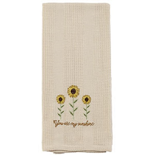 Country Sunshine/Flower Towel 19 by 28in, Primitive 'You are my Sunshine' New - Picture 1 of 1