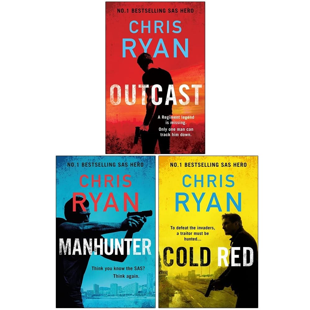 Chris Ryan Collection 3 Books Set Cold Red (HB), Manhunter, Outcast Crime