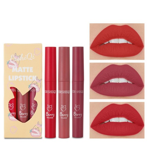 Makeup 3pcs Lipstick Set Matte Liquid Lipsticks Waterproof Non-stick Cup S2T8 - Picture 6 of 22