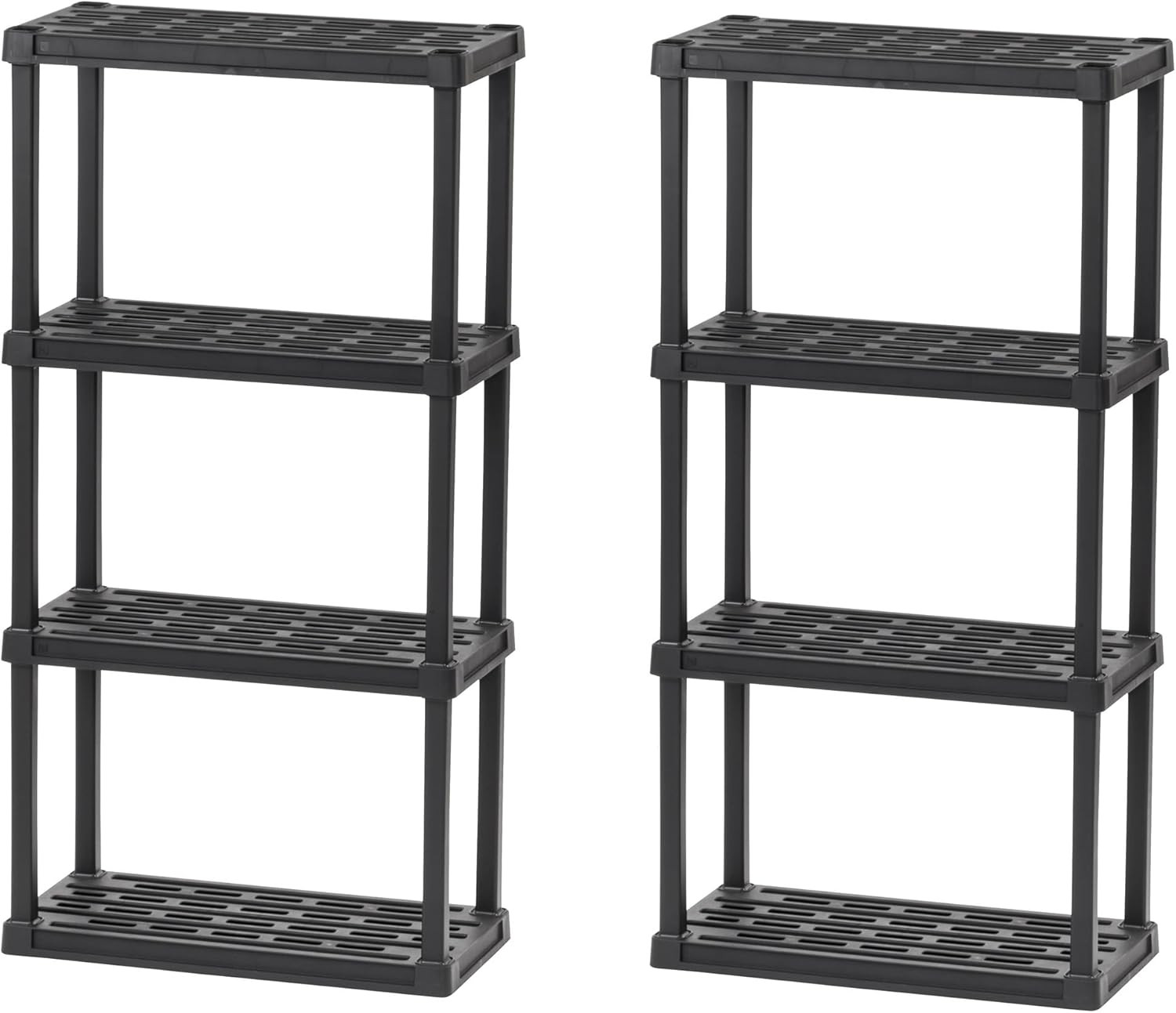 Lot de 2 étagères de rangement en plastique noir de 100 kg pour garage