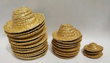 Lot of 22 Miniature Straw Hats: 11 4 , 8 3" 3 2 - Crafts, Doll Making