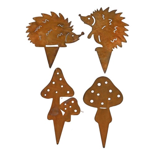 Unique 4PCS Decorative Garden Stakes Featuring Hedgehogs and Mushrooms - Picture 6 of 17