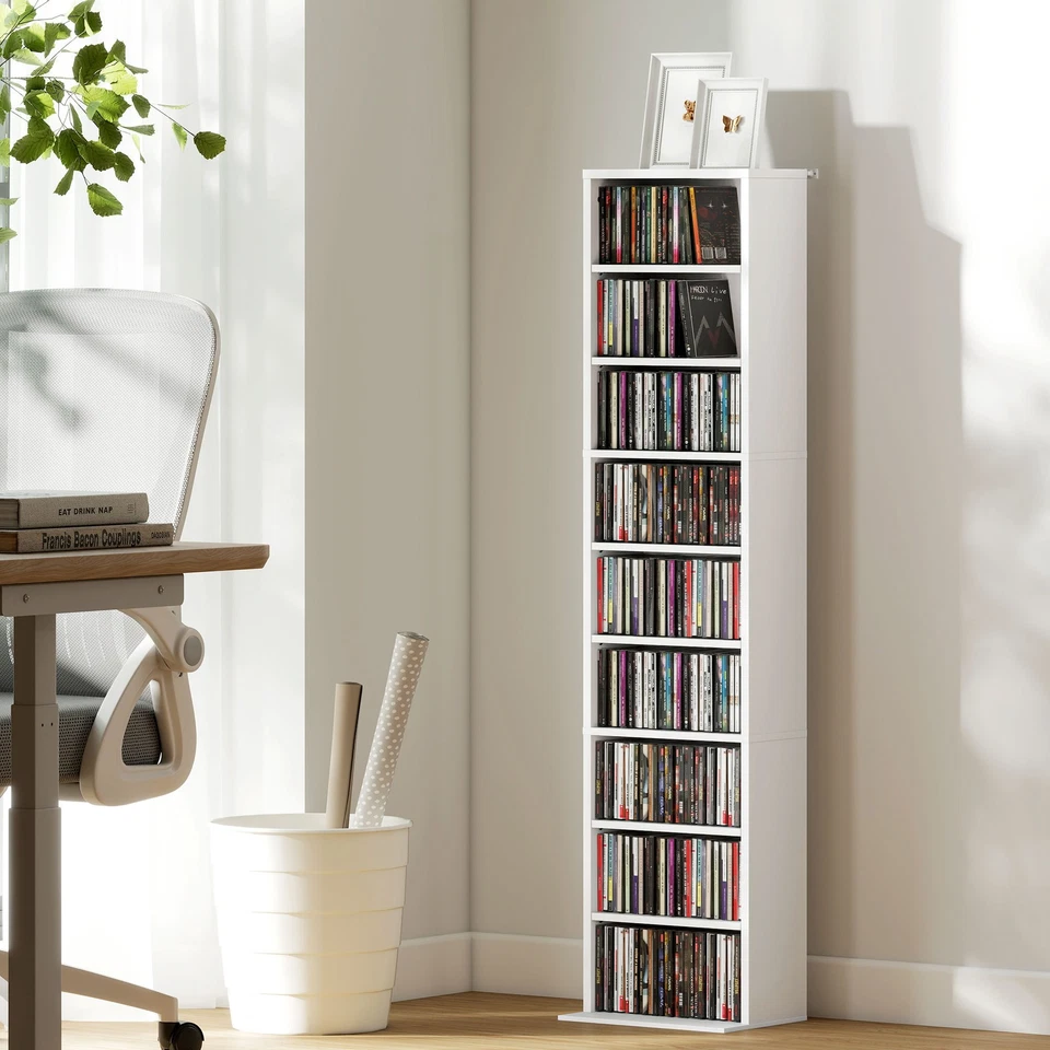 HOMCOM Scaffale Porta CD con 6 Ripiani Regolabili per 260 CD/120 DVD Bianco - Immagine 2 di 4
