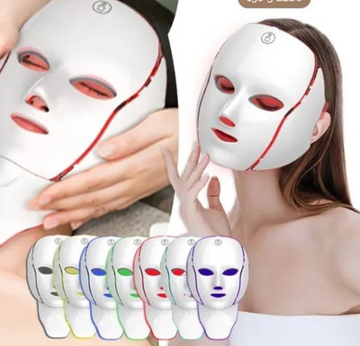 foreverlily Wireless Rechargeable 7-Color LED Light Therapy Face & Neck Mask