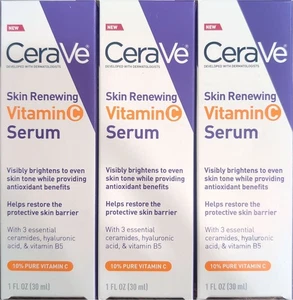 3-Pack CeraVe Skin Renewing Vitamin C Serum with Hyaluronic Acid - 1 FL Oz/30ml