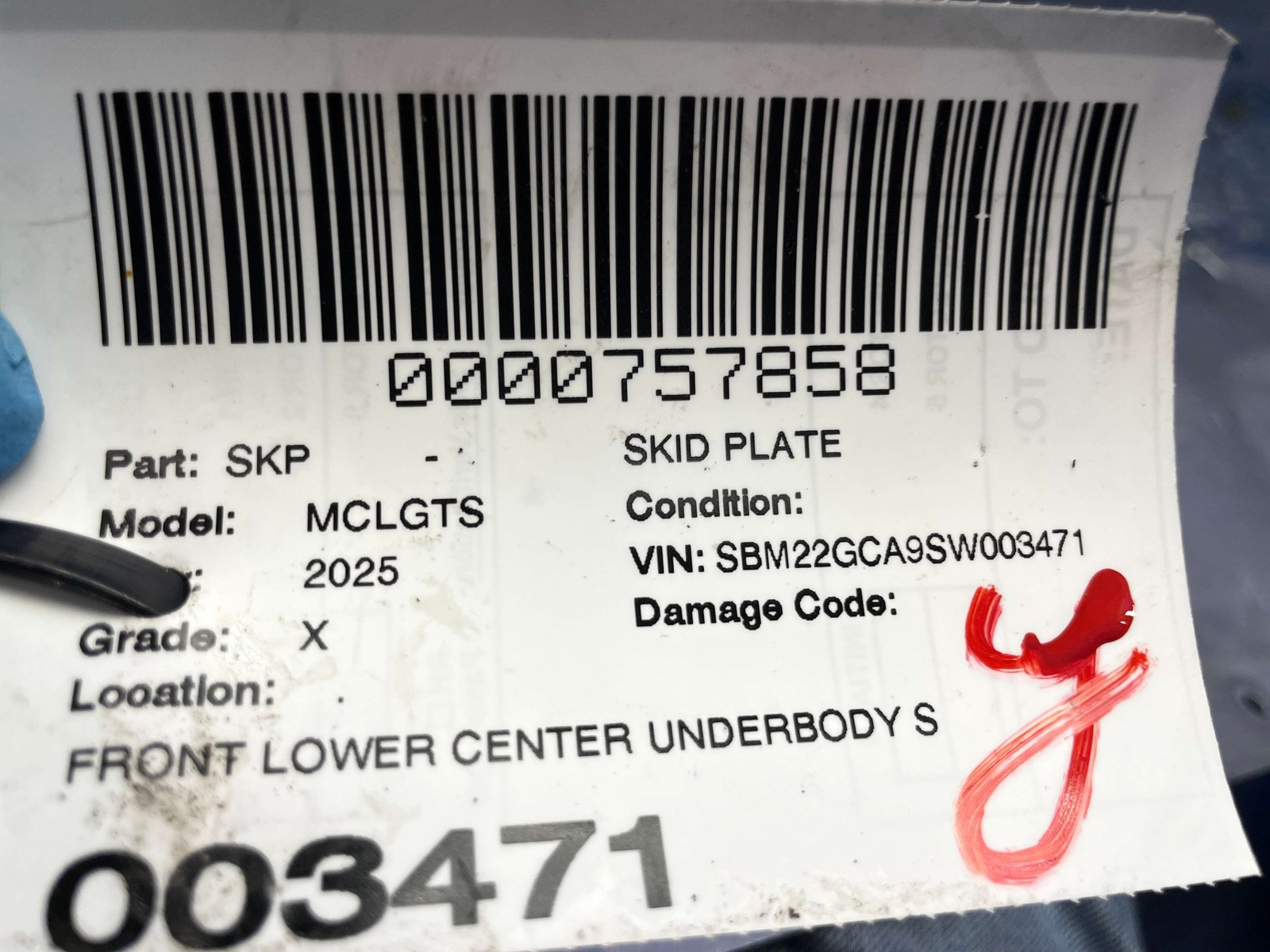 2020-2026 MCLAREN GTS FRONT LOWER CENTER UNDERBODY SPLASH SHIELD SKID PLATE