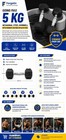 5kg Hex Rubber Coated Dumbbell Free Weight Strength Training Gym Home Workout