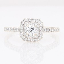 .45ctw Round Cut Diamond Double Halo Engagement Ring 14k White Gold Size 7.5