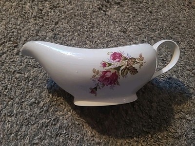 Moss Rose Gravy Boat  Nasco China 24kt Gold Decorative Saucer Pourer