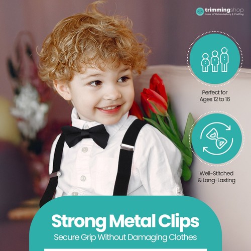 Childrens Boys Braces 25mm Suspenders Matching Bow and Neck Tie Set Kids Wedding - Picture 180 of 186