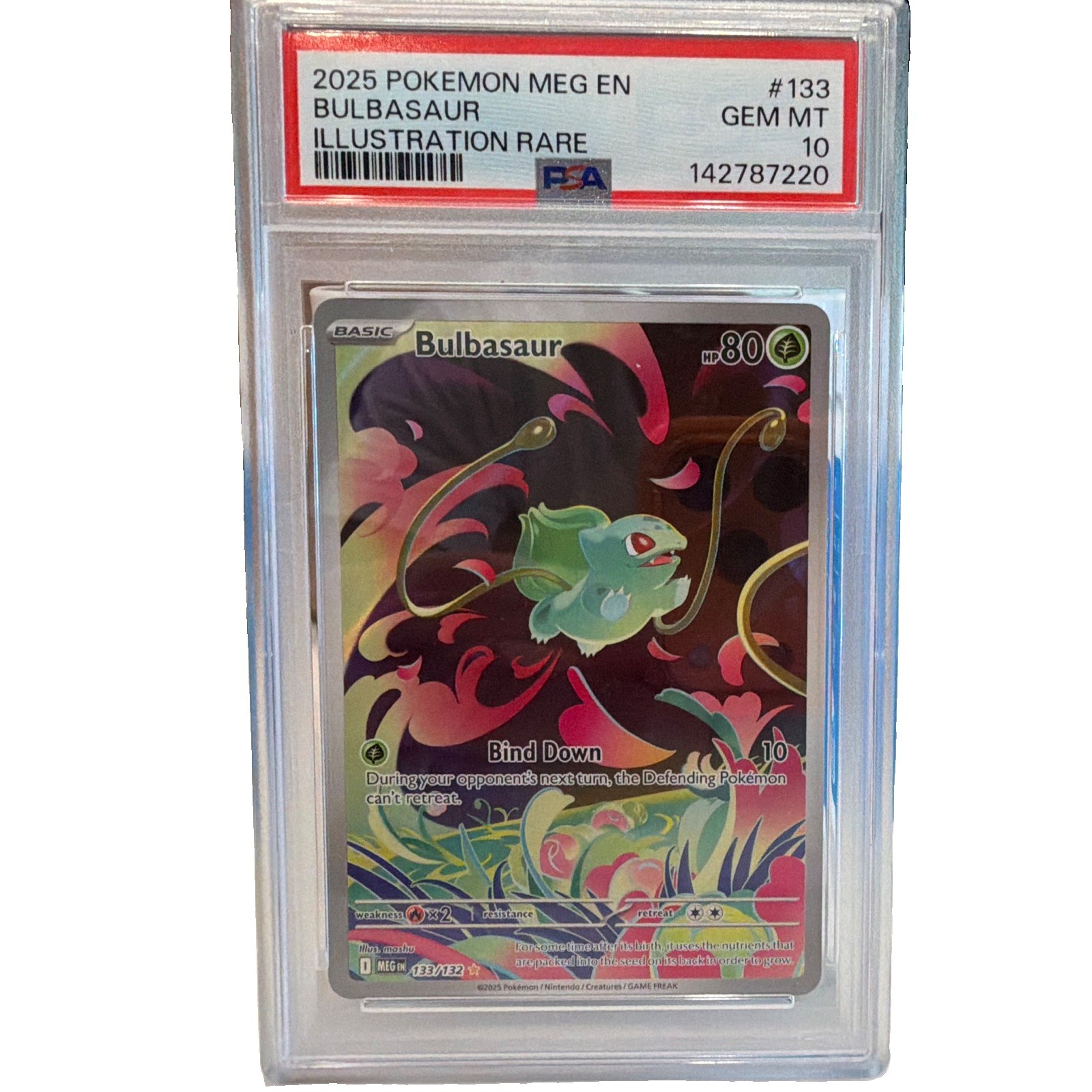 Pokemon TCG Bulbasaur 133/132 ME01 Mega Evolution Illustration Rare Holo PSA 10