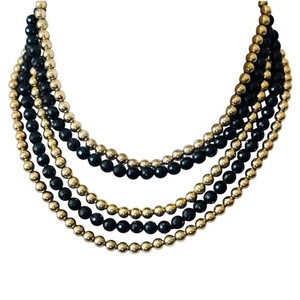 Authentic Napier Signed multi bib Necklace VTG Collar Gold Plated Metal Layered Regal 14"