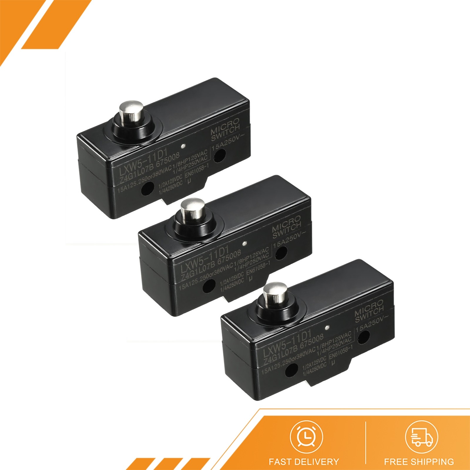 3PCS LXW5-11D1 1NO 1NC Short Reed Snap Button Lever Type Micro Limit Switches