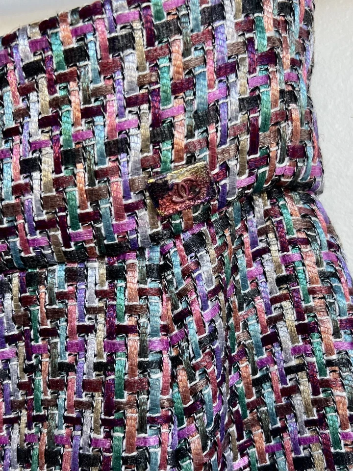 CHANEL lila rosa Multi Ribbon Weave Tweed Pencil Mid/Knielanger Rock 34/2 - Bild 3 von 3