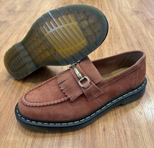 New Dr. Martens Adrian Snaffle Brown Suede Loafers Men's Size 11/Women's 12 Shoe