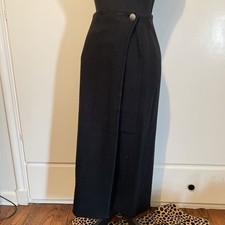 Vintage RALPH LAUREN COUNTRY 100 Wool Black WRAP SKIRT Size 8 Long
