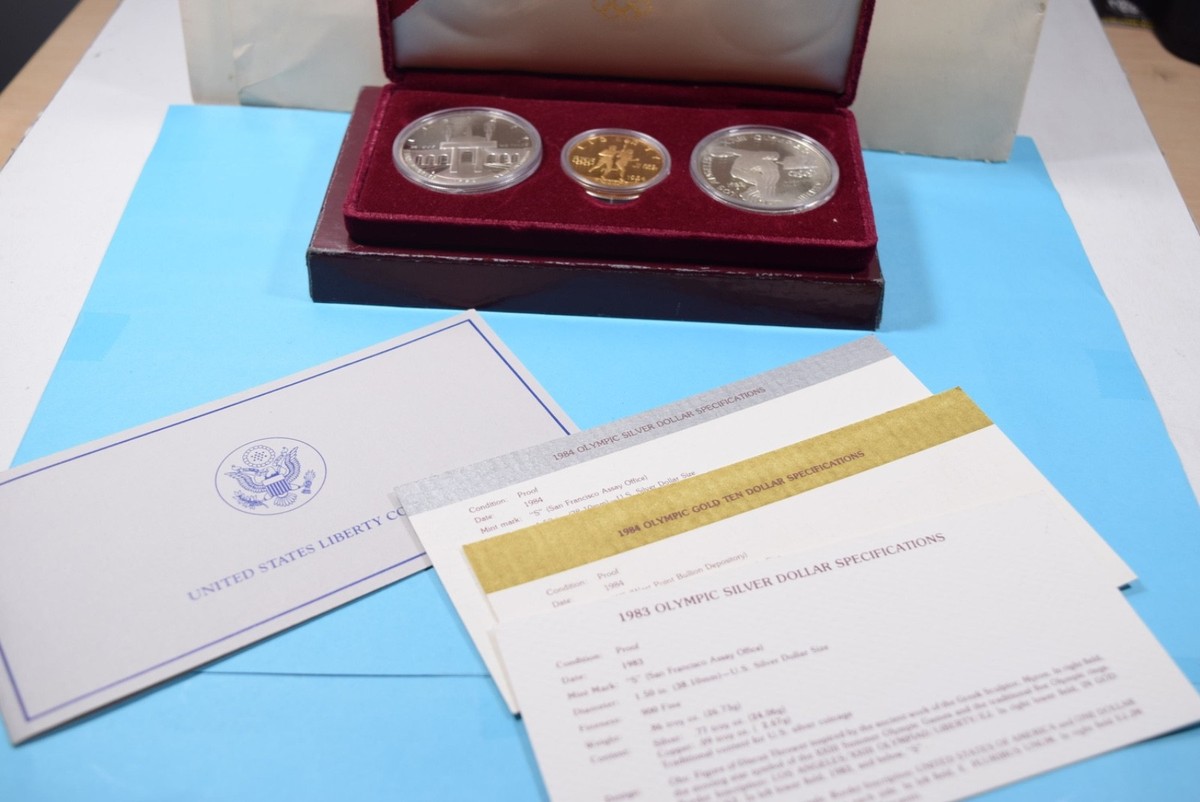 1983 - 1984 U.S. Olympics $10 Gold Silver Commemorative Coin Set