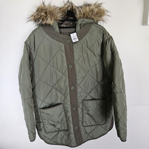 NWT American Eagle Green Quilted Jacket Oversized XS - Picture 2 of 11