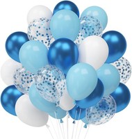 Luftballons Blau Weiß 60 StüCk Metallic 12 Zoll Konfetti FüR Geburtstag