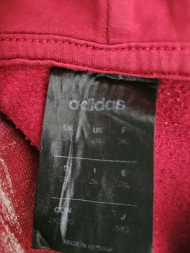 Sudadera con Capucha Adidas Reelaborada EE. UU. Talla XXL 58" Pecho Rojo - Imagen 5 de 5
