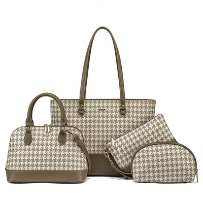 Handbags for Women 4pcs Purse Set Fashion Houndstooth Tote Shoulder Bag Top H...