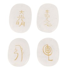(Przezroczysty kwarc) 4 sztuki kamieni runicznych z wygrawerowanymi symbolami Reiki Płaskie
