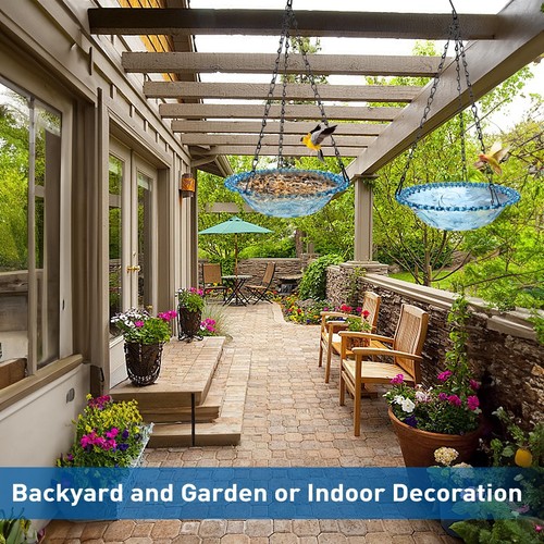 2 Pack Hanging Bird Baths, Hanging Bird Feeders for Outdoors, Bird Water Bowl... - Picture 7 of 8