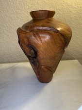 Mid-Century 9  Maple Burlwood Art Vase Signed By Artist